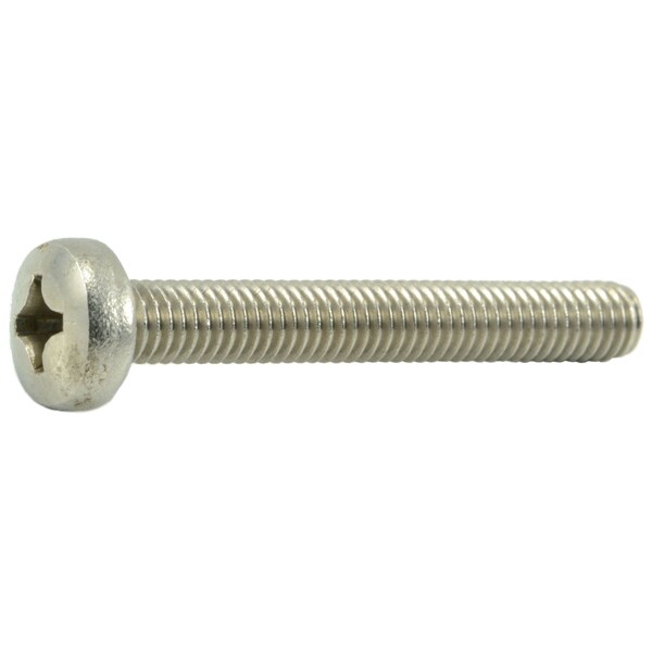 Midwest Fastener M6-1.00 x 45 mm Phillips Pan Machine Screw, Plain Stainless Steel, 50 PK 55074 - main